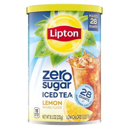 Lipton Zero Sugar Lemon Iced Tea Mix, Low Calorie Drink Powder, Makes 28 Quarts
