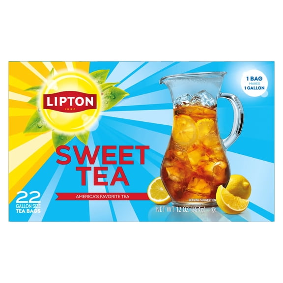 Lipton Iced Southern Sweet Black Tea Bags, Gallon Size, 22 Count