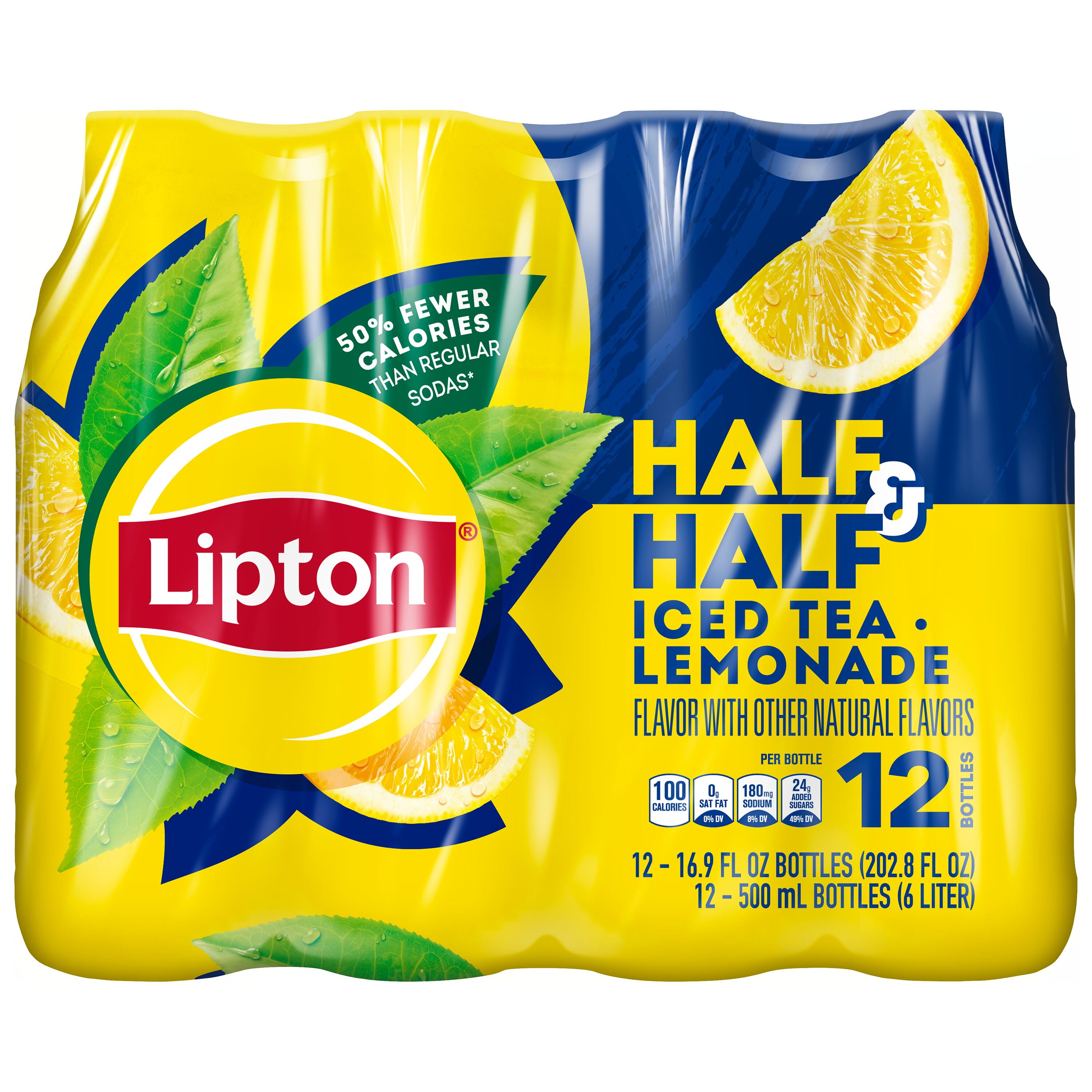 Lipton Iced Tea Lemonade Half and Half (12 - 16.9 Fl Oz) 202.8 Fluid Ounce 12 Pack Plastic Bottles