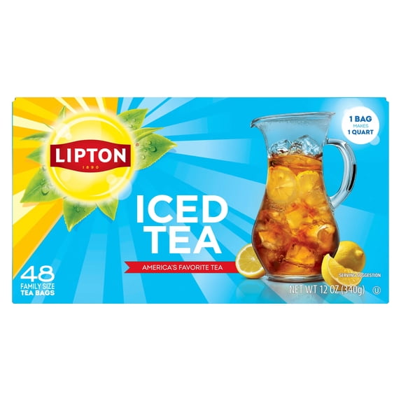 Lipton Iced Black Tea, Family Size Tea Bags, 48 Count