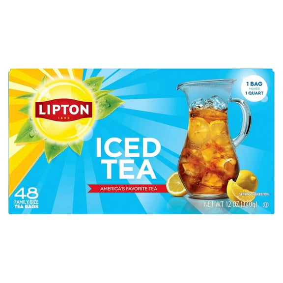 Lipton Unsweetened Iced Tea Bags, Family Size Zero Calories, 48 Tea Bags