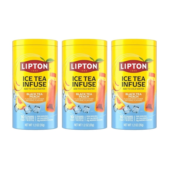 Lipton Iced Tea Infuse Peach Black Tea Cold Brew Bags, 10 ct (Pack of 3)