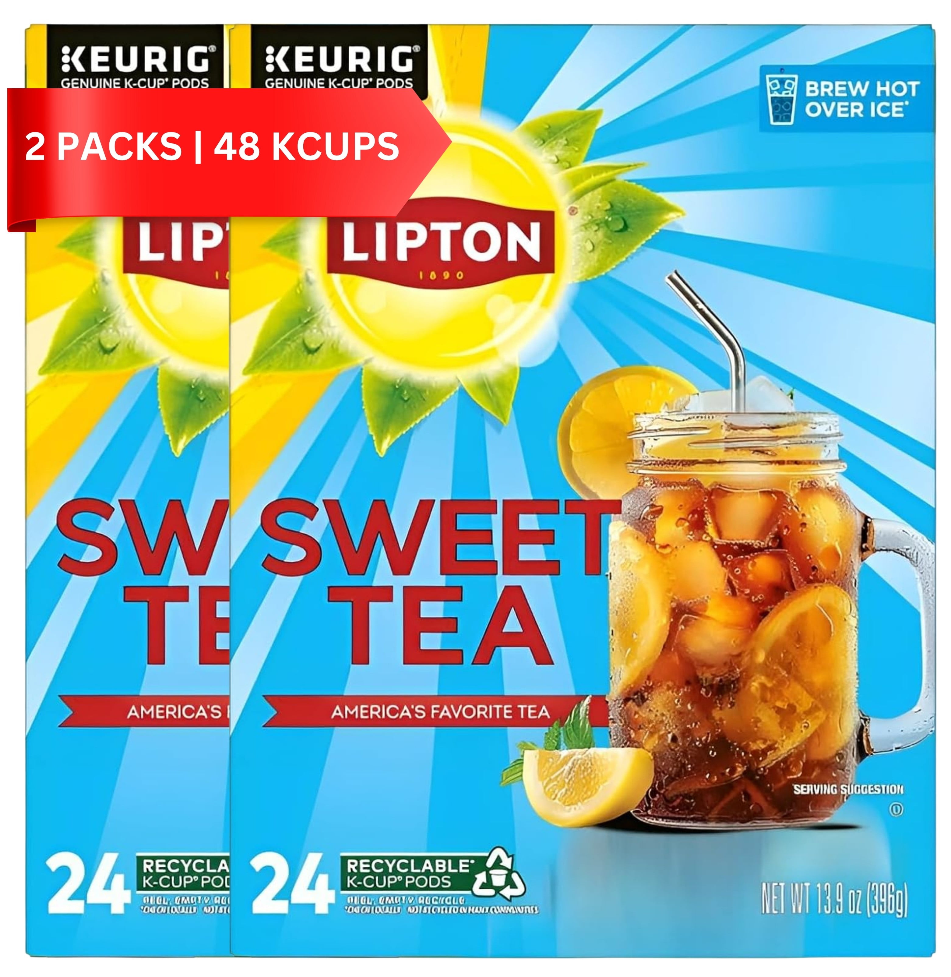 Lipton Iced Tea K-Cups, Southern Sweet Black Tea, 24ct Each (Pack