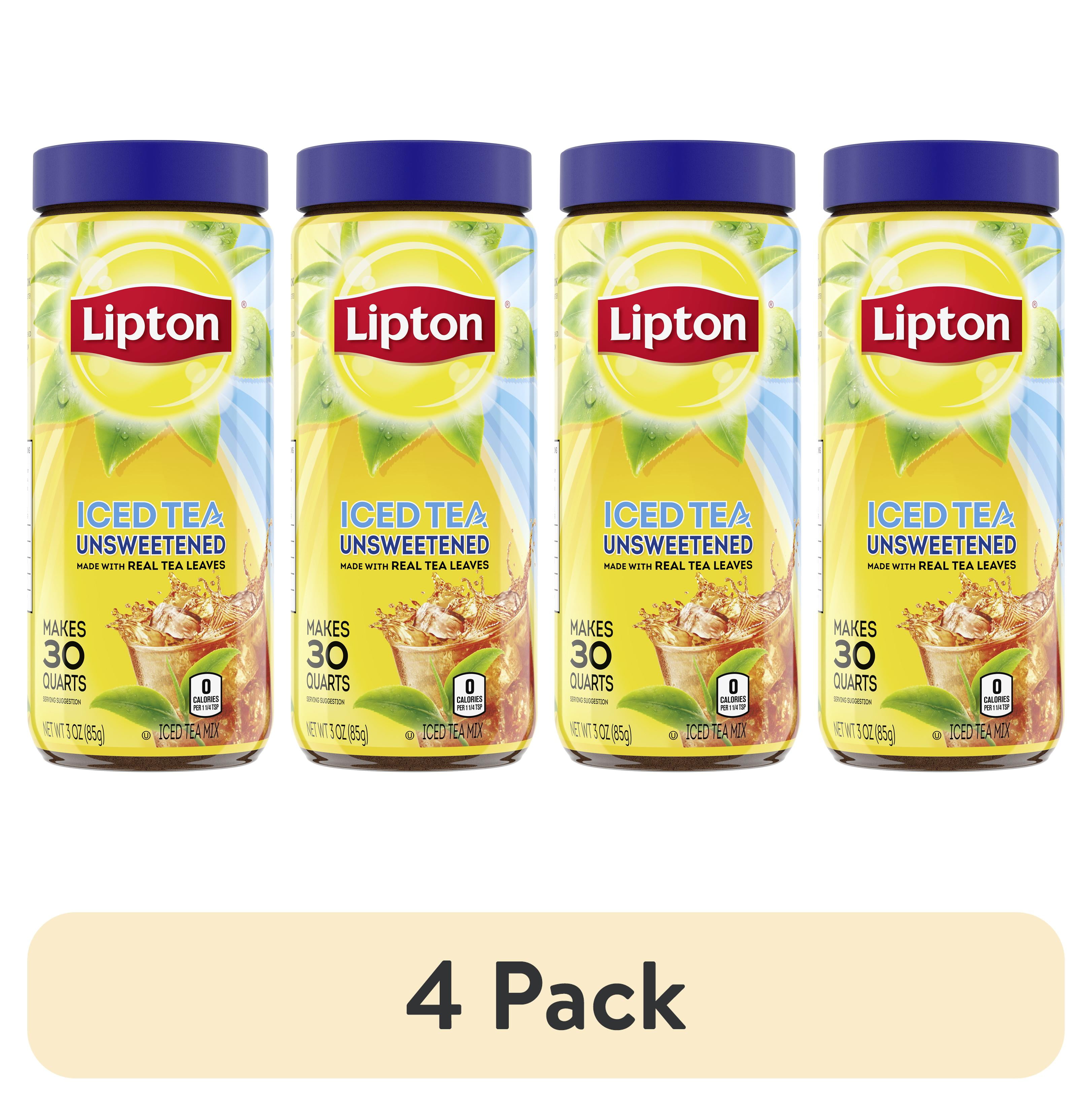 (4 pack) Lipton Iced Tea Mix Black Tea, Caffeinated, Makes 30 Quarts, 3