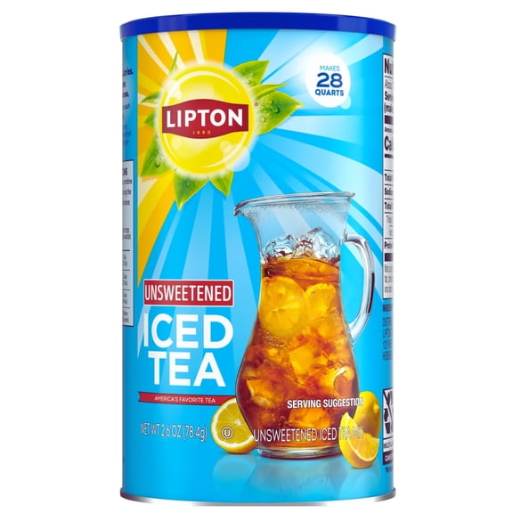 Lipton Unsweetened Iced Tea Mix, Instant Black Tea Powder, Zero Calories, Kosher, Makes 28 Quarts, 1 Canister