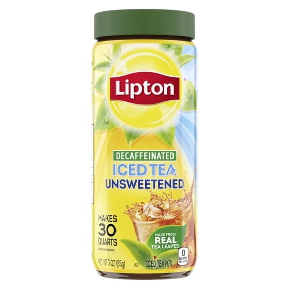Lipton Decaf Instant Iced Tea Mix, Unsweetened Black Tea, Caffeine-Free ...