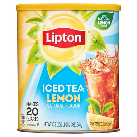 Lipton Iced Tea Mix Black Tea, Lemon, Caffeinated, Makes 20 Quarts