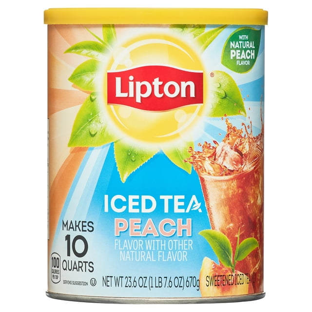 Lipton Iced Tea Mix Black Tea, Peach, Caffeinated, 10 Quarts