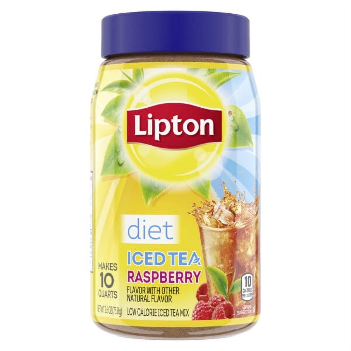 Lipton Iced Tea Mix, Black Tea, Raspberry, Caffeinated, Sugar-Free, Makes 10 Quarts - image 1 of 10