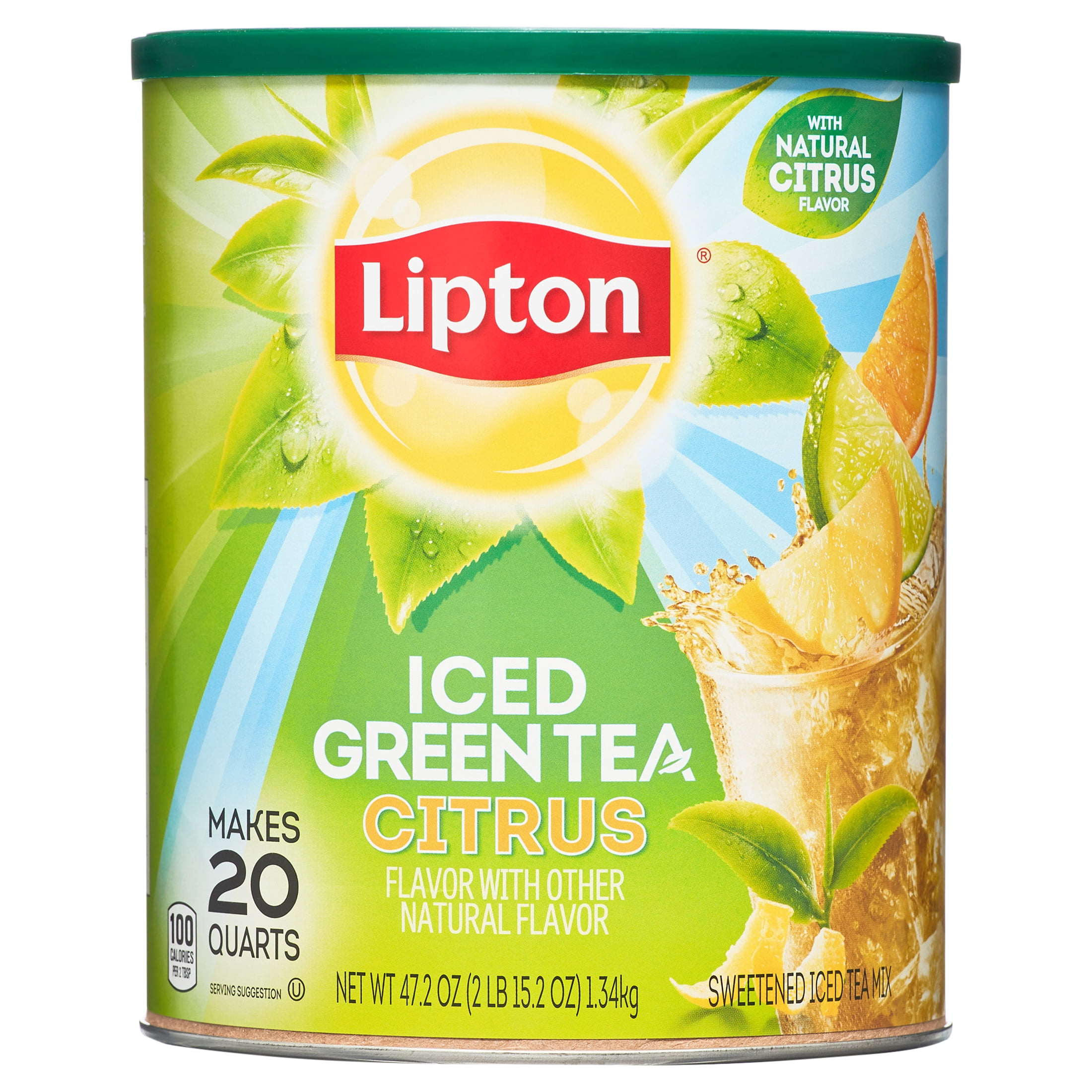 Lipton Iced Tea Mix Green Tea , Caffeinated Sweetened with Real Cane
