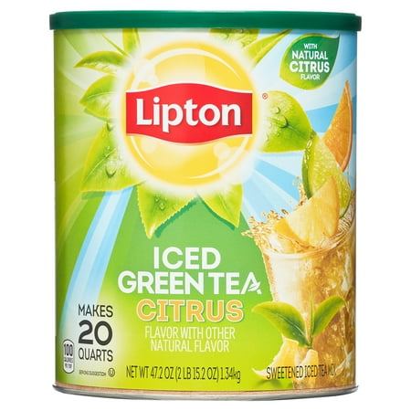 Lipton Iced Tea Mix Green Tea , Caffeinated Sweetened with Real Cane Sugar, 20 Quarts