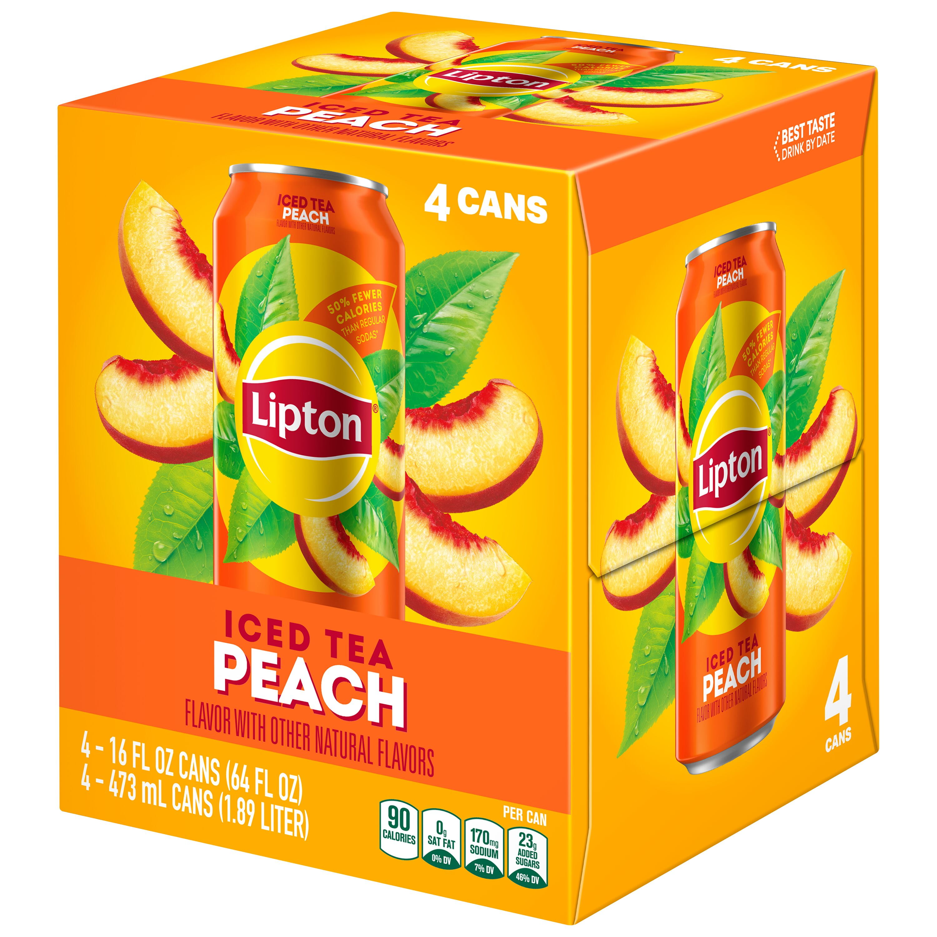 Lipton Iced Tea Peach 16 Fl Oz 4 CountPack Of 4
