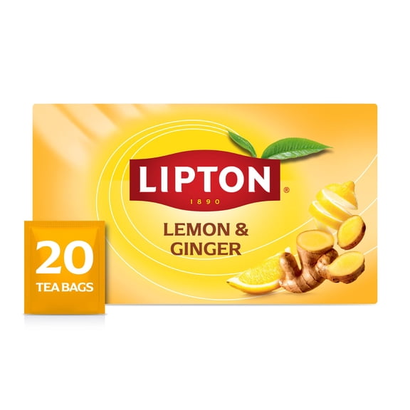 Lipton Fruit & Herbal Lemon Ginger Refresh Tea Bags 20 count