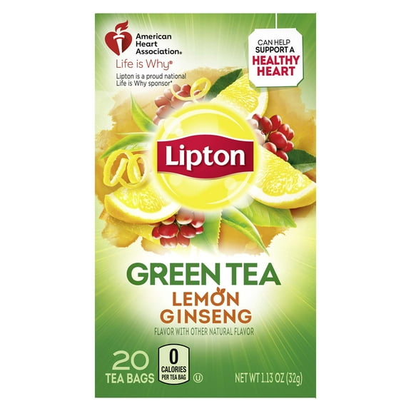 Lipton Lemon Ginseng Green Tea Bags, 20 ct