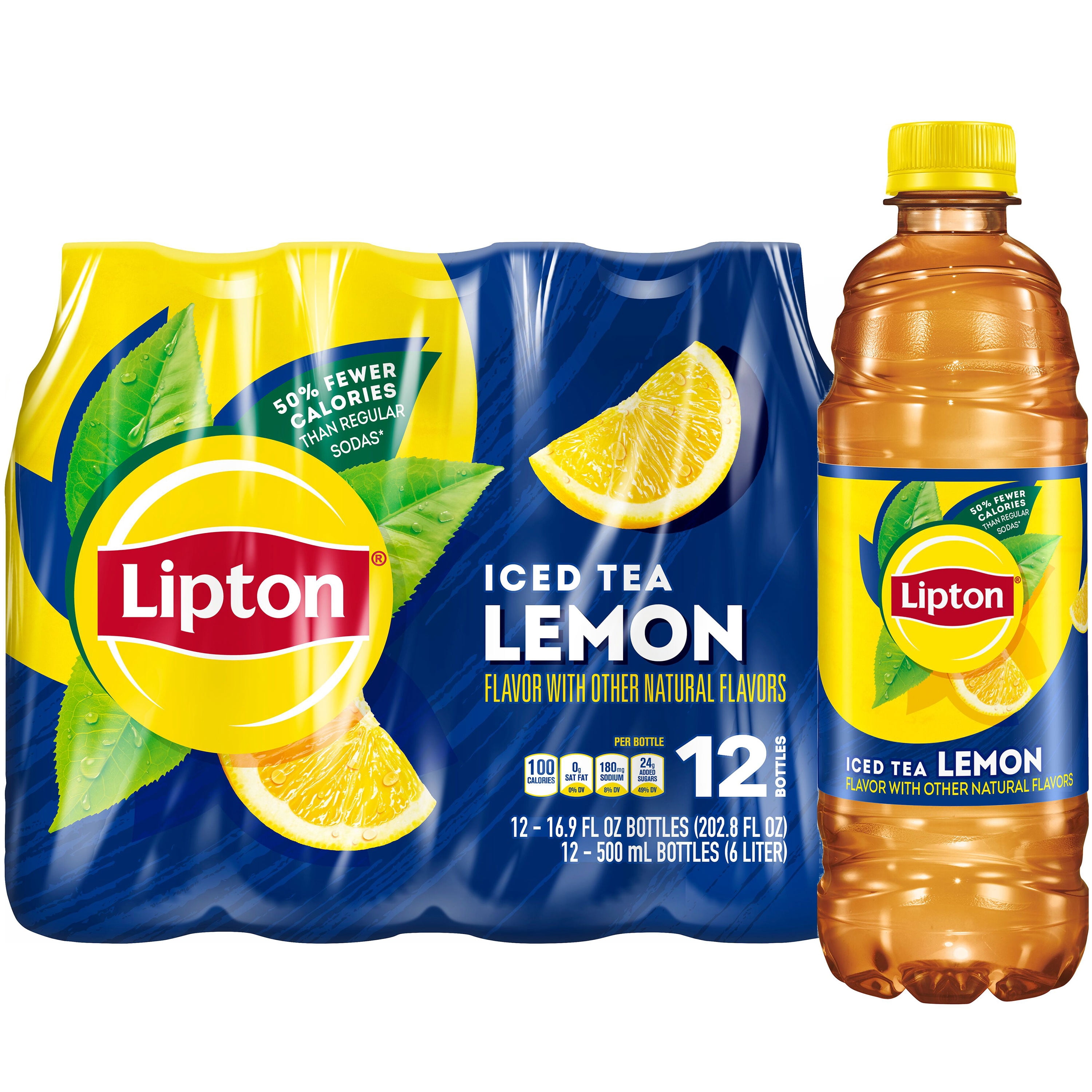 Lipton Lemon Iced Tea, 16.9 fl oz, 12 Pack Bottles, Refreshing