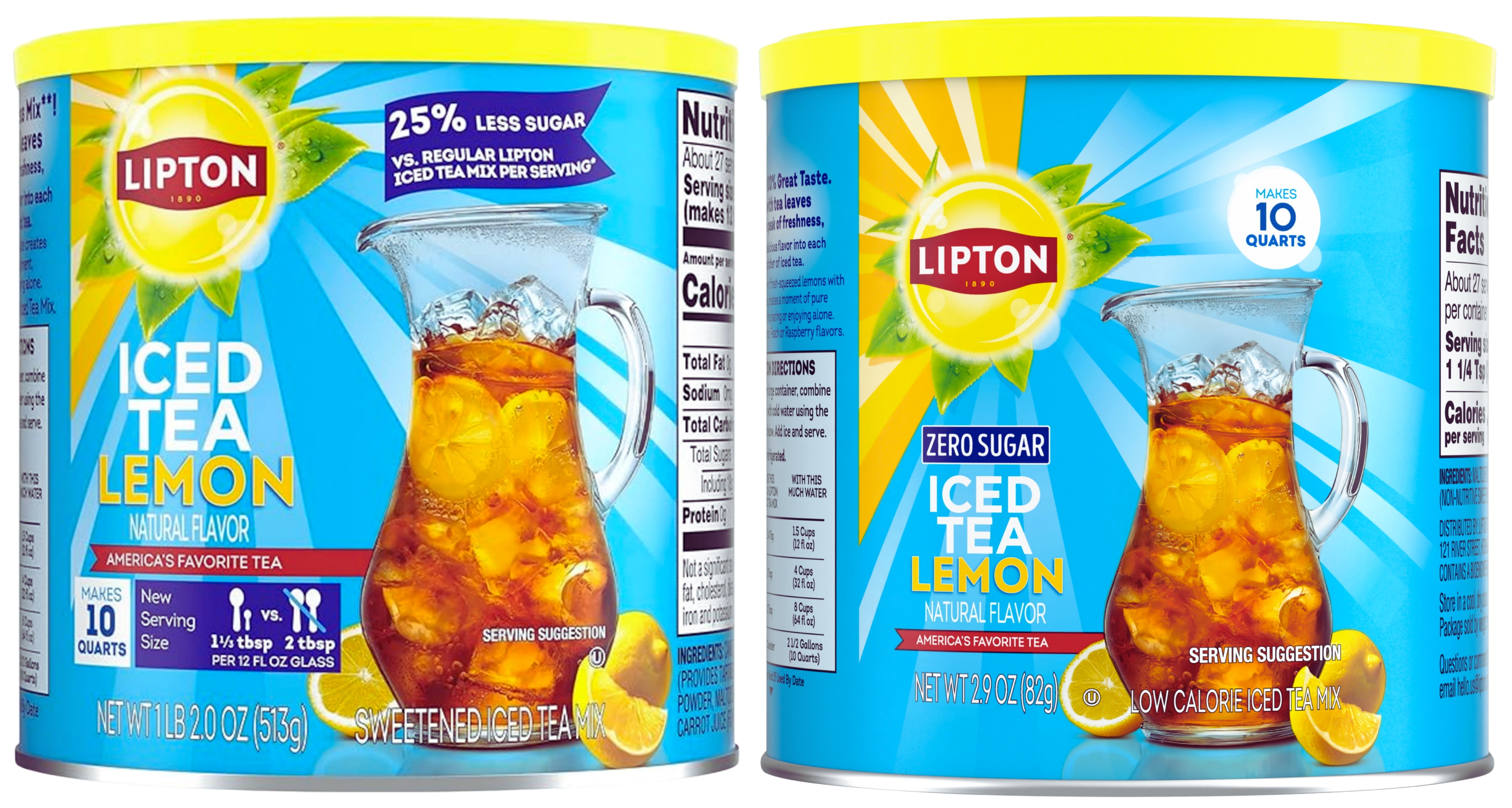Lipton Lemon Iced Tea Mix Variety Pack – Zero Sugar & Reduced