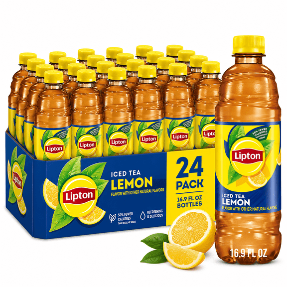 Lipton Lemon Iced Tea Ready-to-Drink Beverage 16.9 oz Bottles 24 Pack