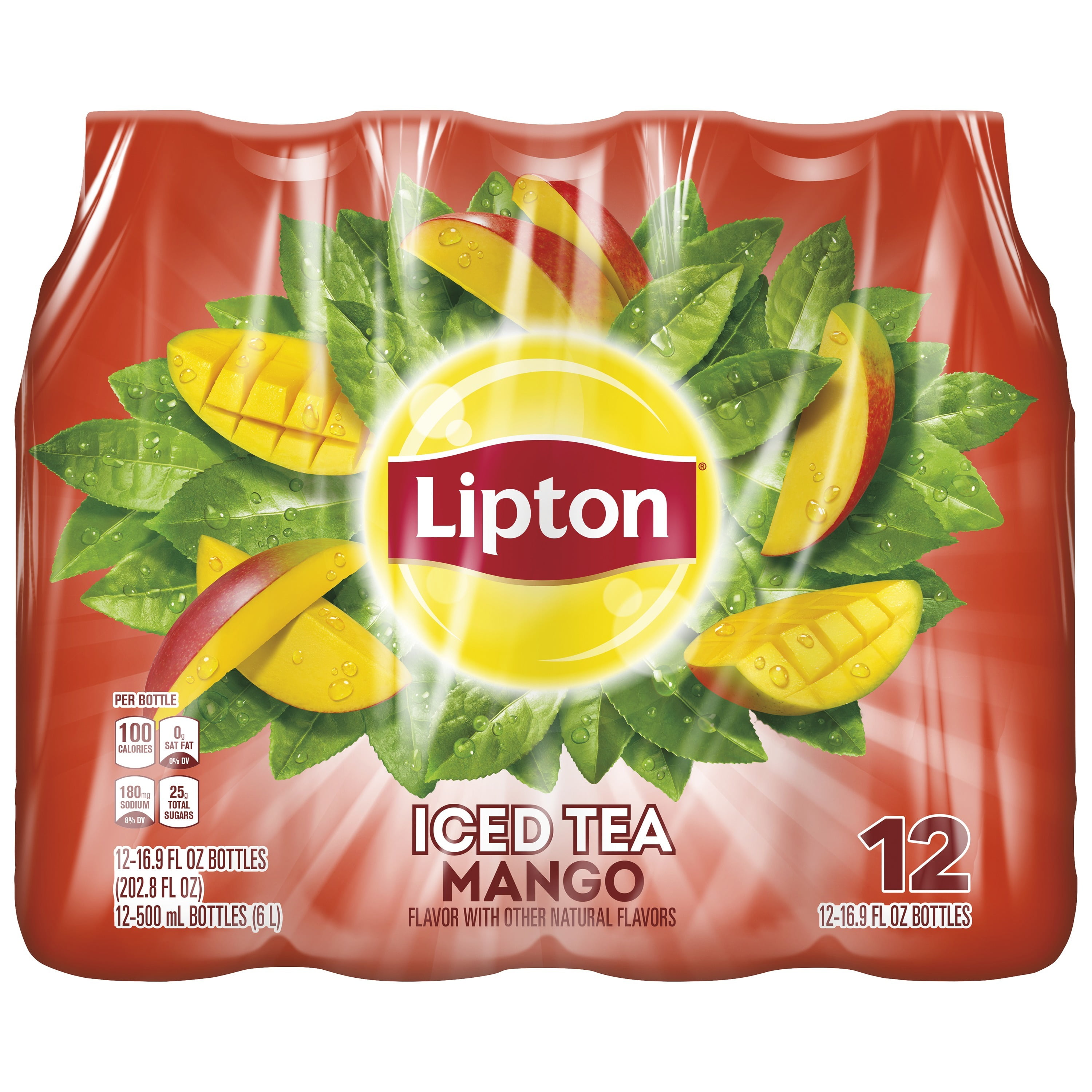Lipton Mango Iced Tea, 16.9 fl oz 12 Pack Bottles