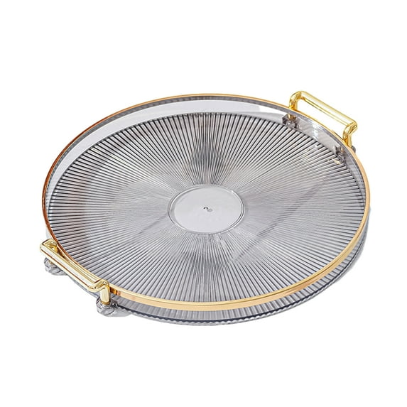 Lipton Modern Round Tray, 11 inch Diameter, Decorative Accent Tray for Storage and Display, Acrylic Vanity Tray with Gold Handles