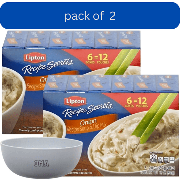 Lipton Onion Recipe Soup and Dip Mix, 2 Pack, 2 oz., 6 pk with bowl by OMA