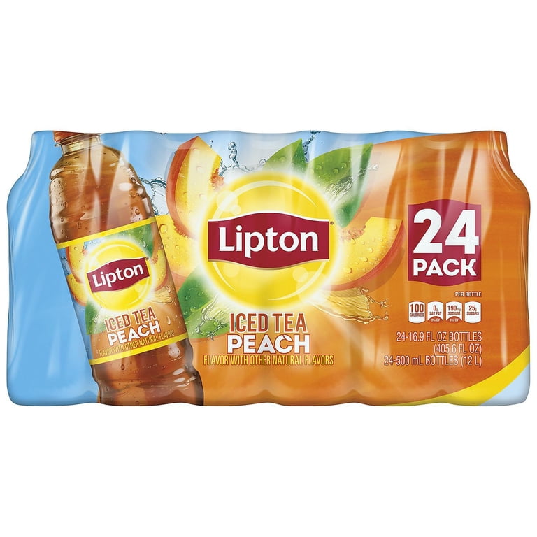 Lipton Peach Iced Tea, 16.9 oz Bottles, 24 Pack, Refreshing Peach