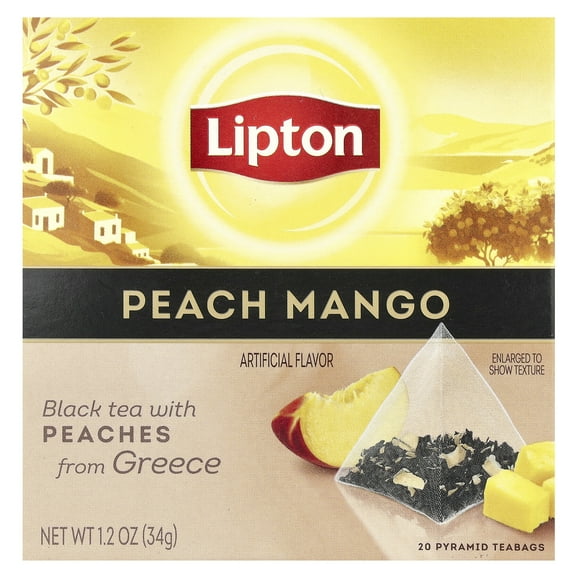 Lipton Peach Mango Black Tea, 20 Pyramid Tea Bags, 1.2 oz (34 g)