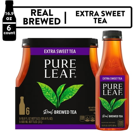 Lipton Pure Leaf Extra Sweet Real Brewed Iced Tea, 16.9 fl oz, 6 Pack Bottles