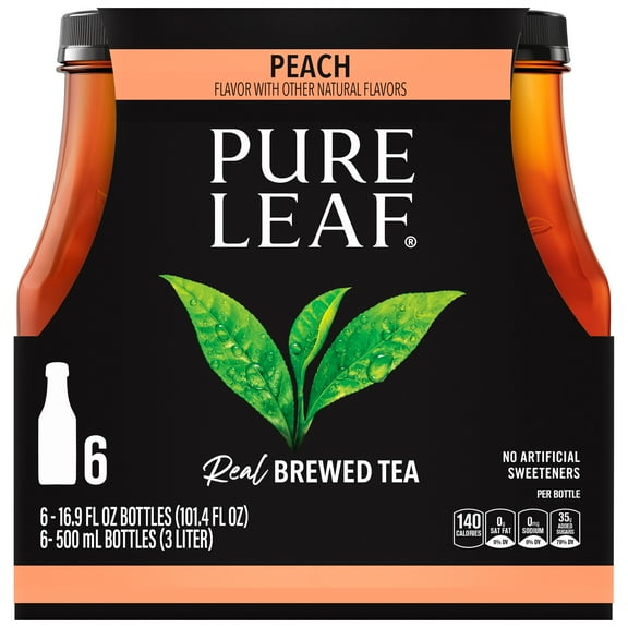 Lipton Pure Leaf Peach Real Brewed Iced Tea, 16.9 fl oz, 6 Pack Bottles