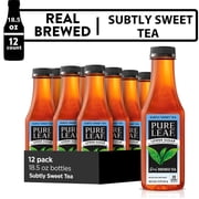 Lipton Pure Leaf Subtly Sweet Real Brewed Iced Tea, 18.5 fl oz, 12 Pack Bottles