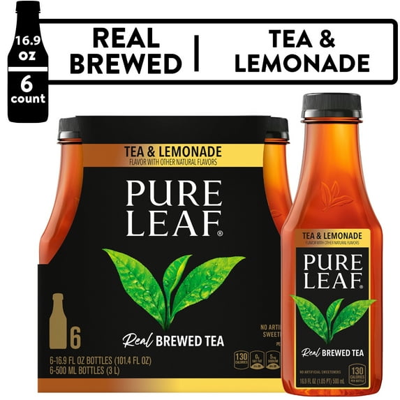 Lipton Pure Leaf Tea & Lemonade Iced Tea, Bottled Tea Drink, 16.9 fl oz, 6 Pack Bottles