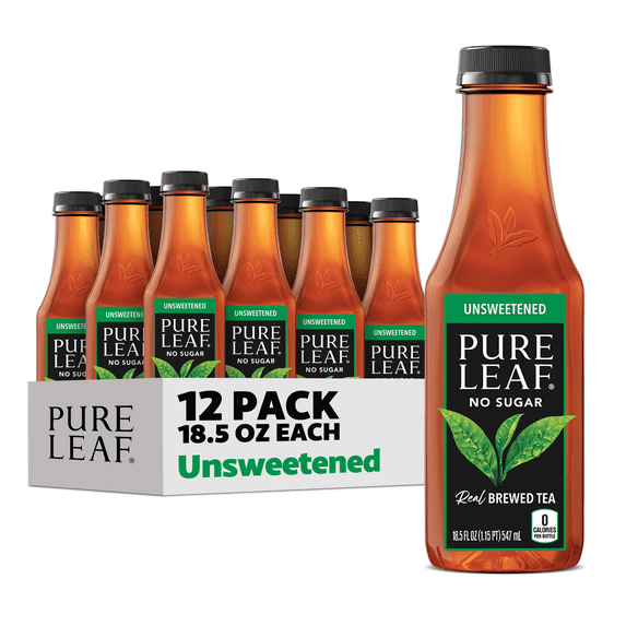 Lipton Pure Leaf Unsweetened Real Brewed Iced Tea, 18.5 fl oz 12 Pack ottles