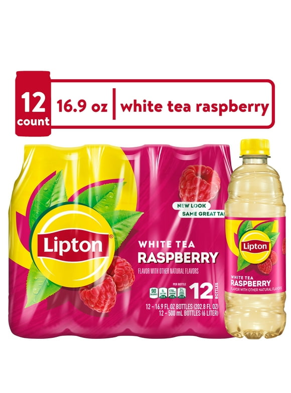 Lipton Raspberry White Tea Iced Tea, Bottled Tea Drink, 16.9 fl oz, 12 Pack Bottles