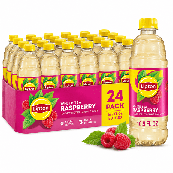 Lipton Raspberry White Tea Ready-to-Drink Beverage 16.9 oz Bottles 24 Pack