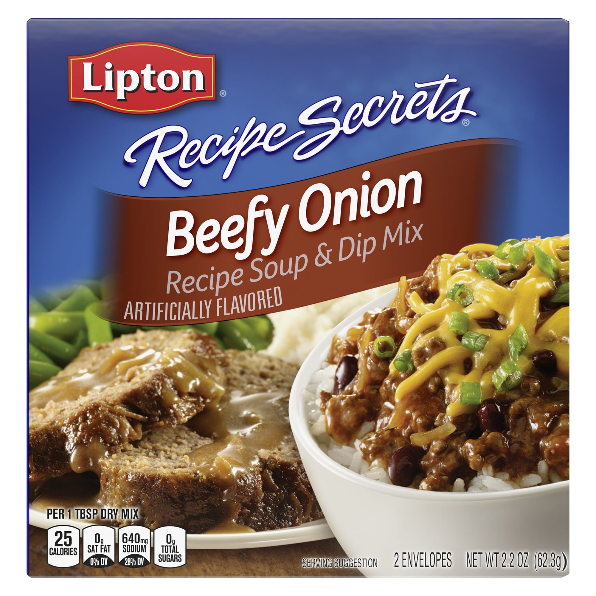 Lipton Recipe Secrets, Beefy Onion Dry Soup and Dip Mix, 2.2 oz, 2 Pack