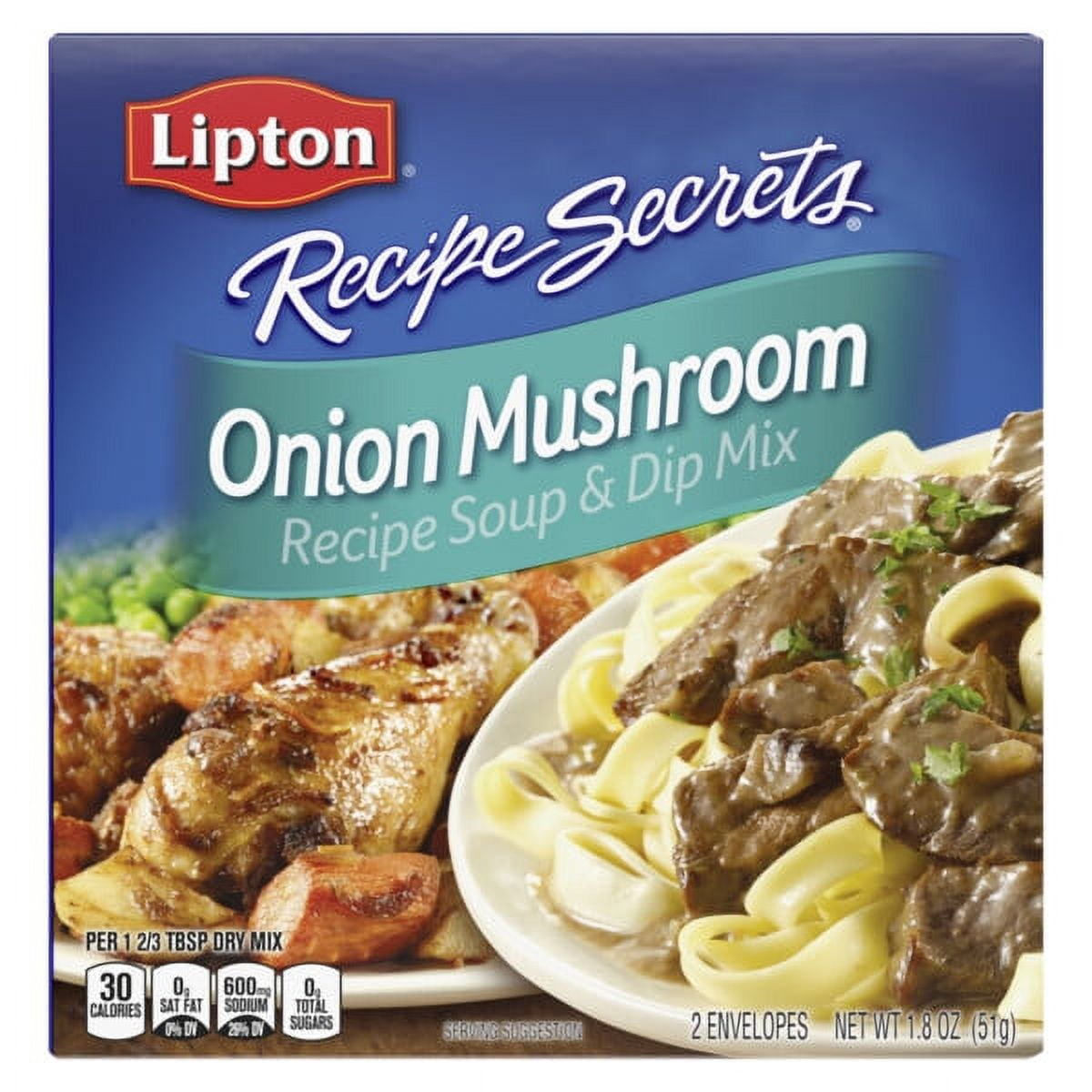 Lipton Recipe Secrets Onion Mushroom Dry Recipe Soup and Dip Mix, 1.8 Oz, 2 Pack
