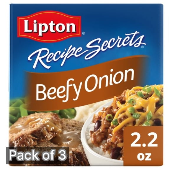 Lipton Recipe Secrets Soup & Dip Mix, Beefy Onion 2-Count, 2.2 oz Box (Pack of 3)
