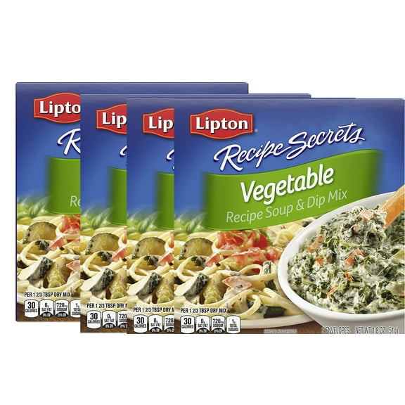 Lipton Recipe Secrets Soup and Dip Mix, Vegetable 1.8 oz, Pack of 4