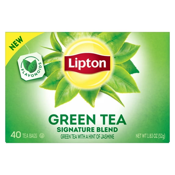 Lipton Signature Blend Green Tea Bags, Unsweetened Teabags for Hot or Iced Tea with Caffeine and Flavonoids, 40 Count