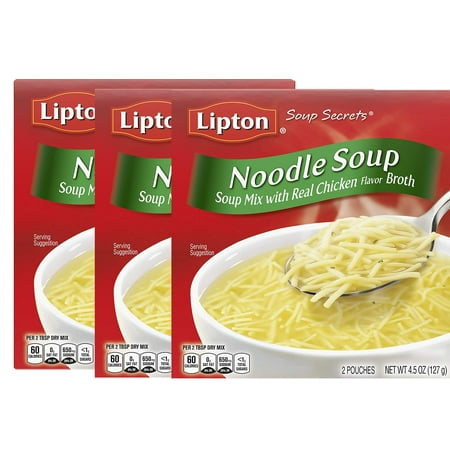 Lipton Soup Secrets Instant Soup Mix For a Warm Bowl of Soup Noodle Soup Made With Real Chicken Broth Flavor 4.5 oz, Pack of 3
