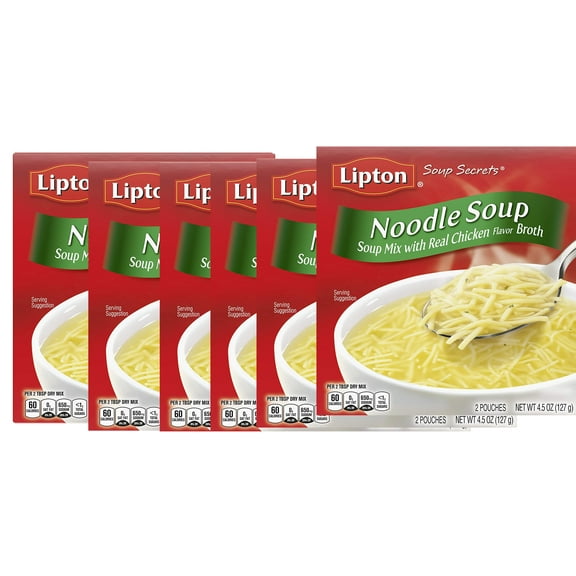 Lipton Soup Secrets Instant Soup Mix For a Warm Bowl of Soup Noodle Soup Made With Real Chicken Broth Flavor 4.5 oz, Pack of 6