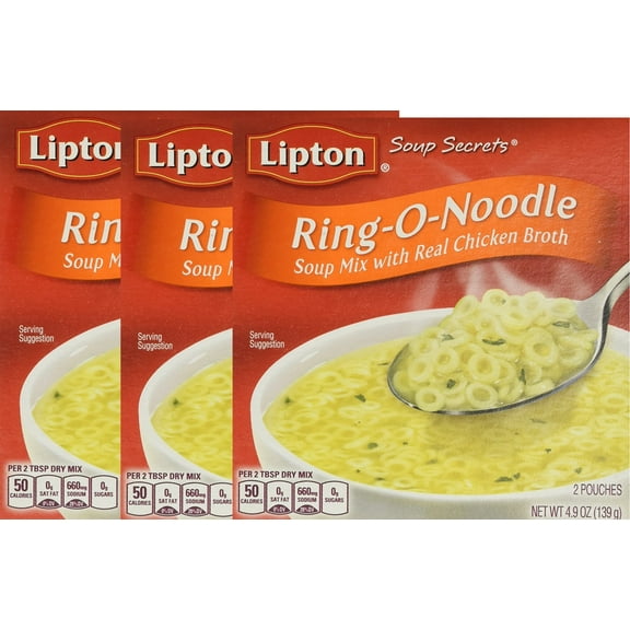 Lipton Soup Secrets Instant Soup Mix Ring-O-Noodle 4.9 oz (Pack of 3)