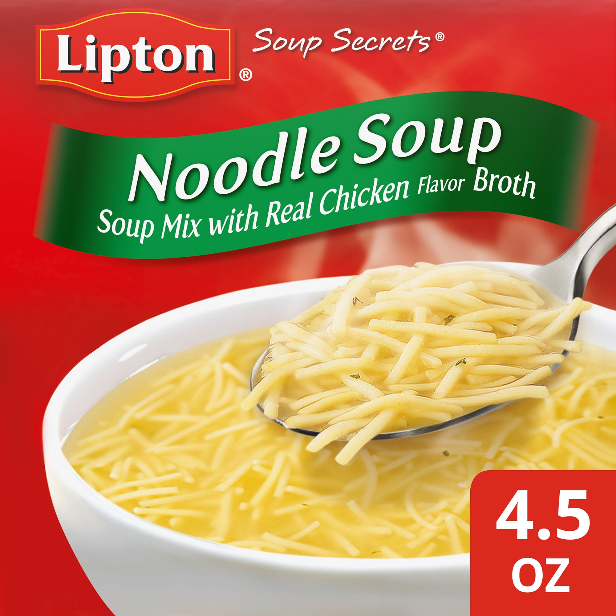 Lipton Soup Secrets Noodle Soup Mix with Real Chicken Broth, 4.5 oz, 2 Count Box