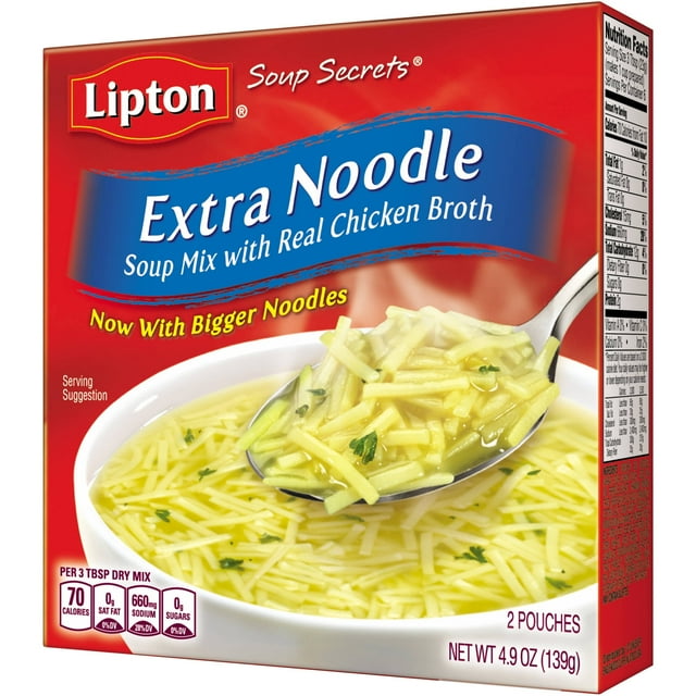 Lipton Soup Secrets with Real Chicken Flavor Extra Noodle Soup Mix, 4.9
