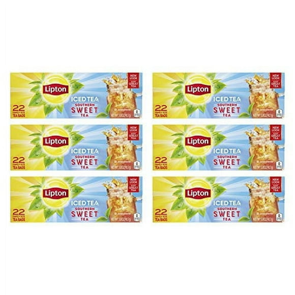 Lipton Southernn Sweet Iced Tea Bags, Family Size, 22 Count (Pack of 6)