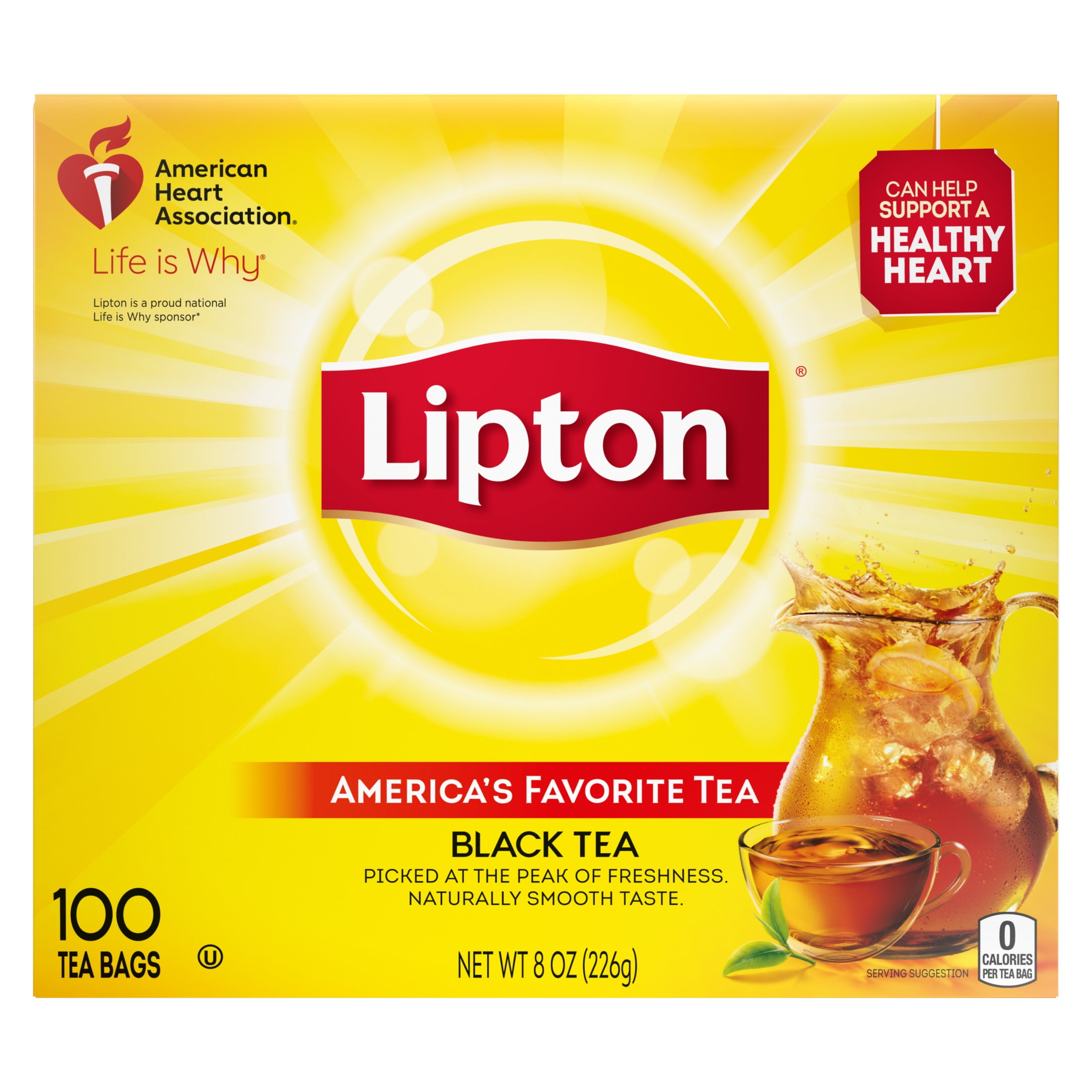 Lipton 100% Natural Black Tea Bags with Fresh Leav