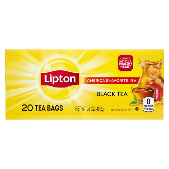 Lipton Tea Bags, Black Tea, Can Help Support Healthy Heart, 20 Tea Bags per Box
