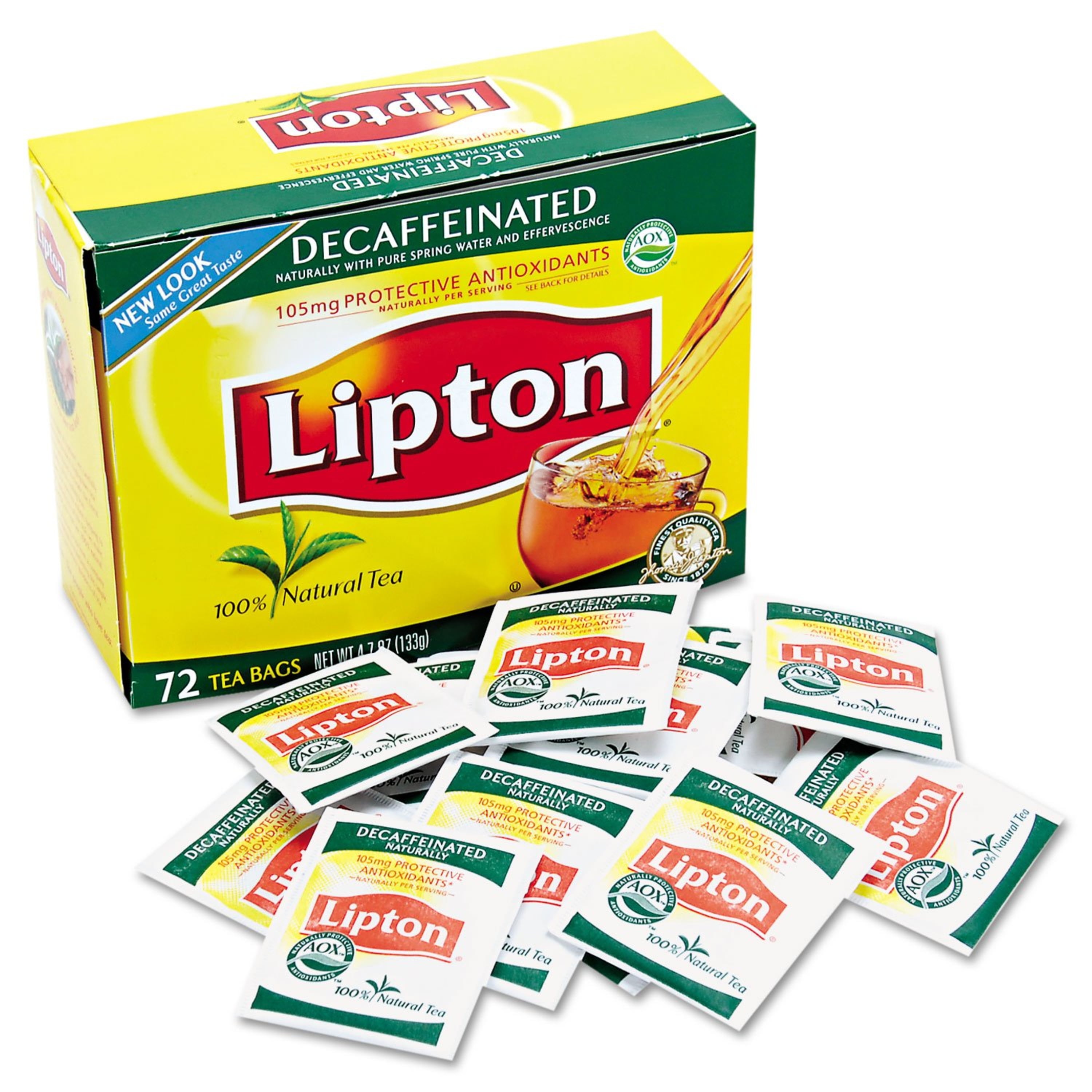 Lipton Decaf Black Tea Bags, 72-Count Box, Orange Pekoe, Caffeine