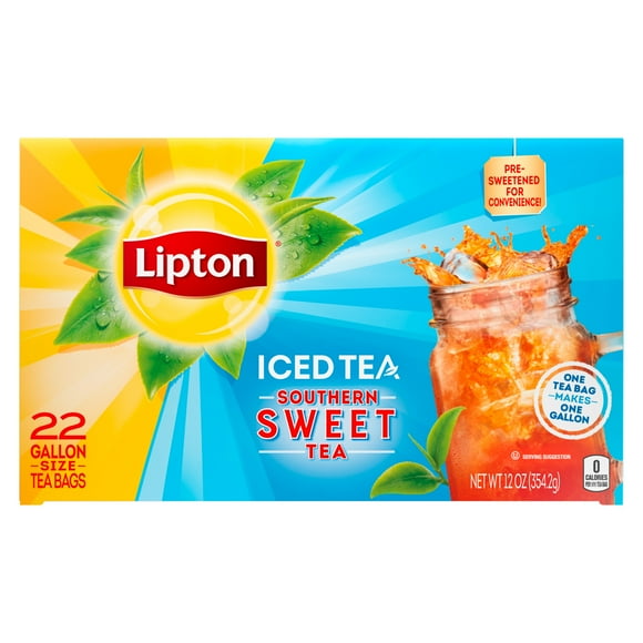 Lipton Southern Sweet Black Tea Bags, Gallon Size, 22 Count
