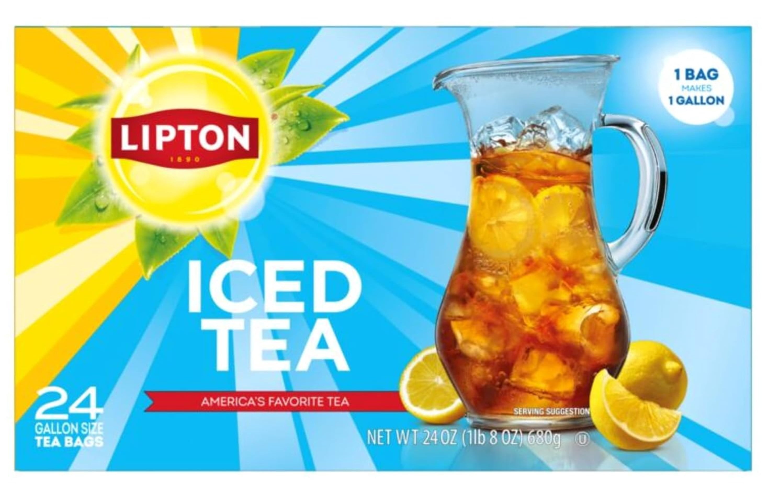 Lipton, Unsweetened Black Tea Bags, Gallon Size, 24 Count