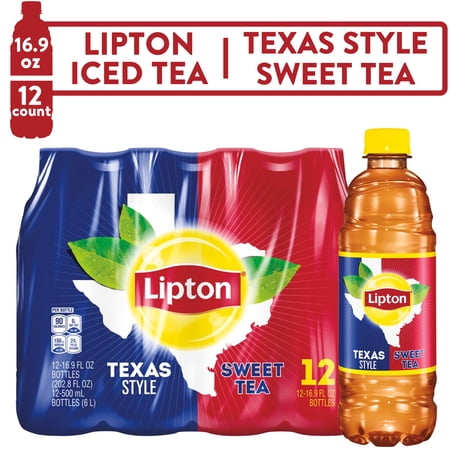 Lipton Texas Style Sweet Tea Iced Tea, Bottled Tea Drink, 16.9 fl oz Bottles, 12 Pack Bottles